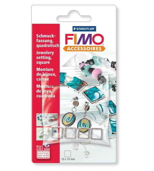 Fimo hanger vierkant 10x10mm. 4 stuks