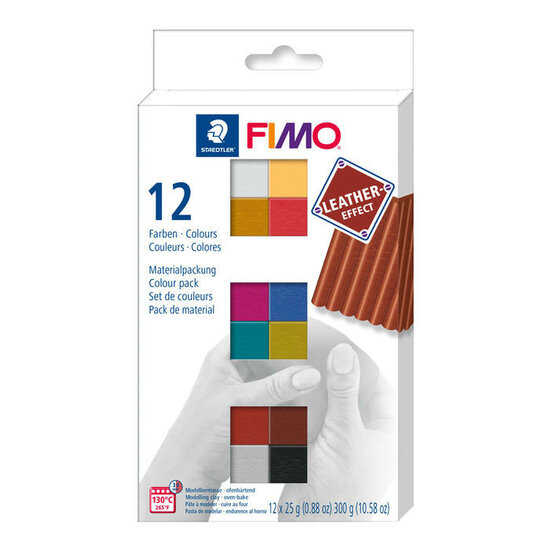 Fimo Leather effect set met 12 halve blokken