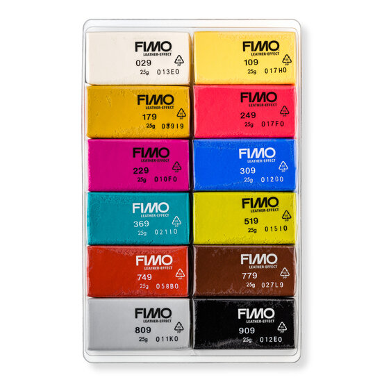 Fimo Leather effect set met 12 halve blokken