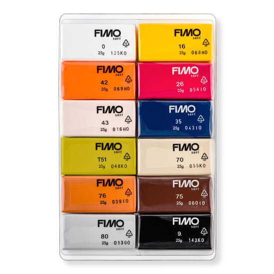 FIMO soft material pack with 12 half blocks Natural